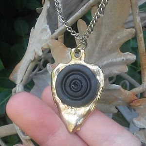 Antique Checker Piece Gold Arrowhead necklace